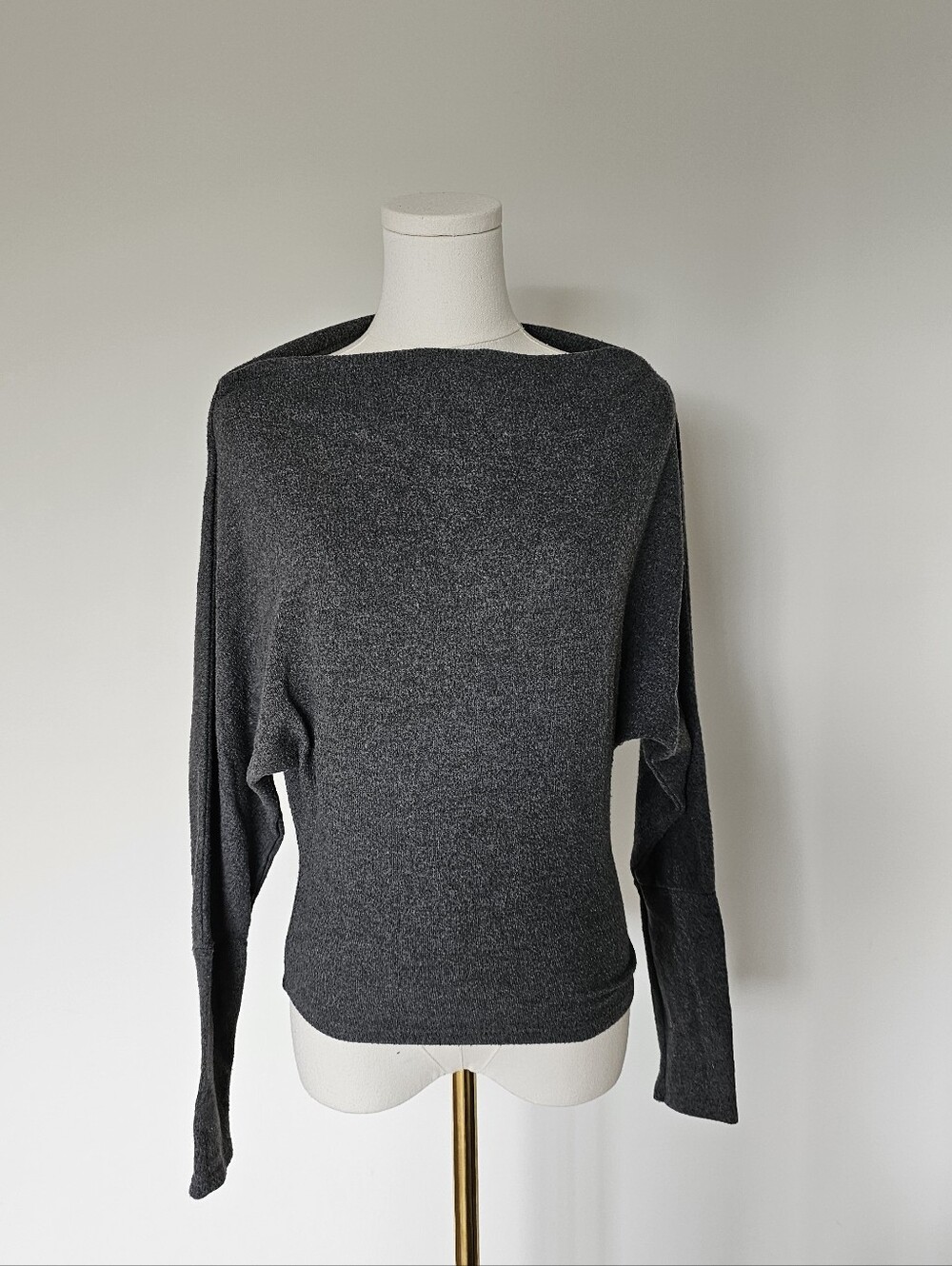 HM S Women's Charcoal Boatneck Sweater dolman sleeve